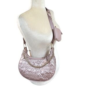 Juicy Couture NEW Pink Quilted Hobo Bag Crossbody Change Purse Set Gold …